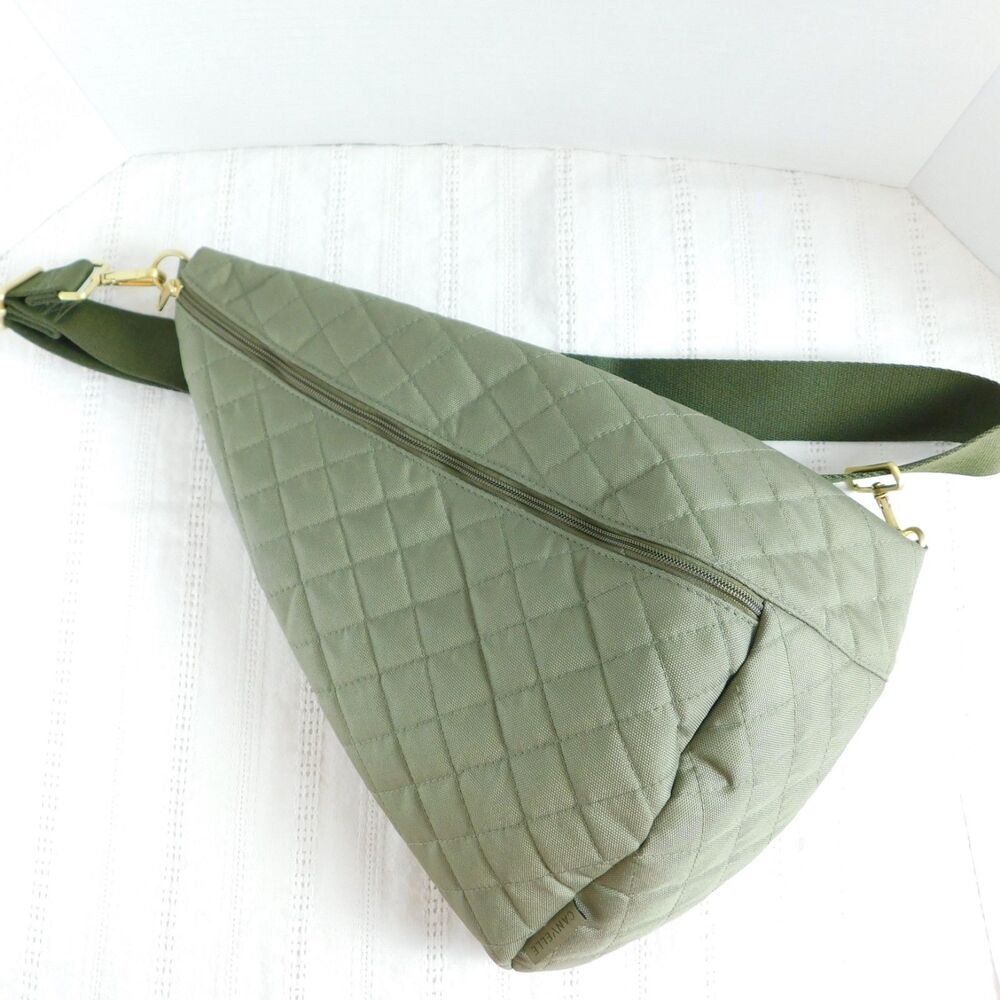 Canvelle Sling Army Green Purse Shoulder Bag Crossbody Waterproof Hiking MINT! - Picture 2 of 13